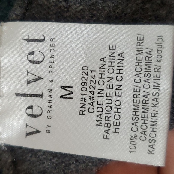 VELVET BY Graham&Spencer 100%Cashmere Camouflage Sweater Gray Green White Size M - Picture 9 of 10